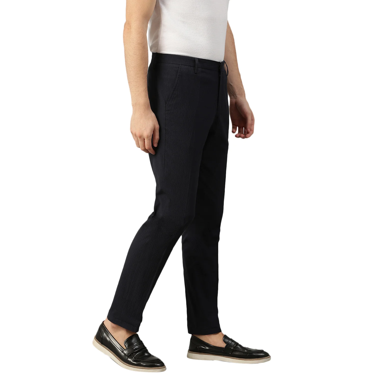 Bruun & Stengade Men Blue Solid Slim Fit Trouser - Image 4