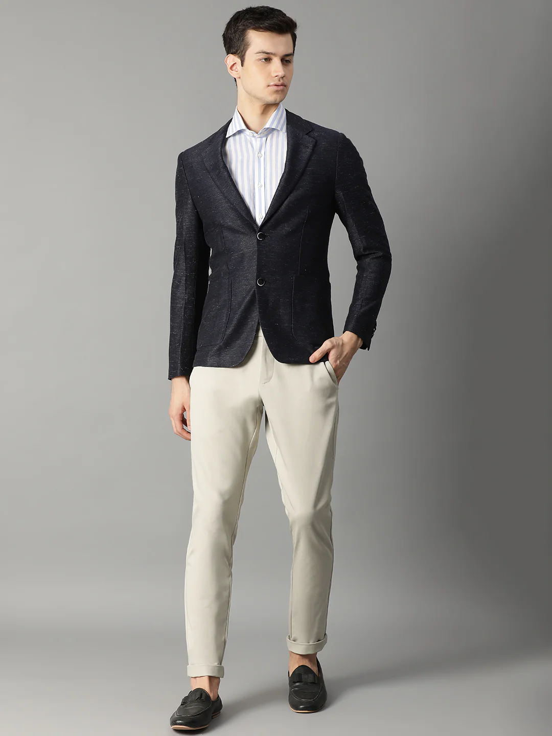 Bruun & Stengade Men Navy Blue Solid Collar Blazer - Image 6