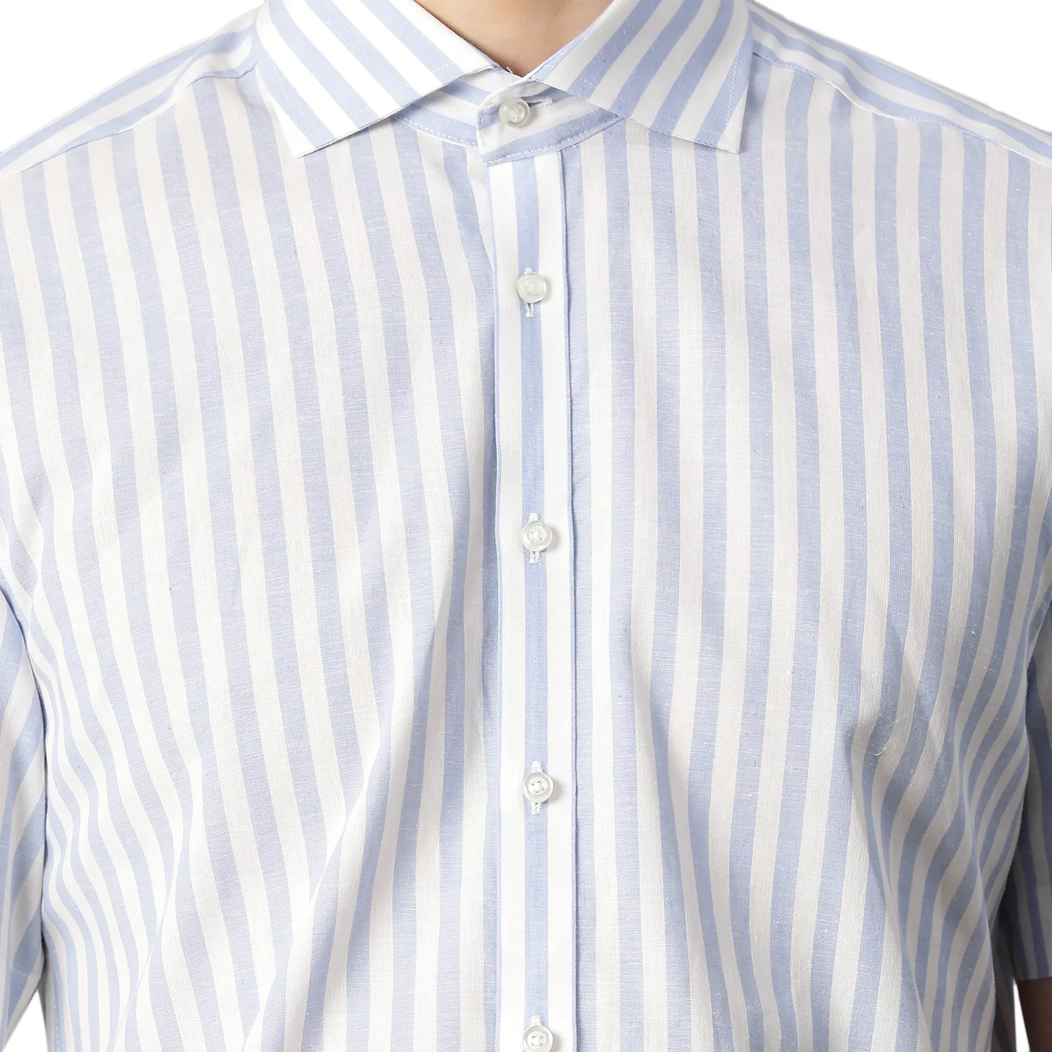 Bruun & Stengade Men Blue Striped Collar Shirt - Image 2
