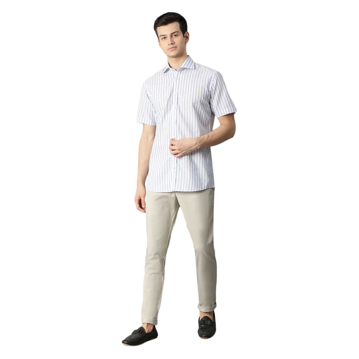Bruun & Stengade Men Blue Striped Collar Shirt - Image 4