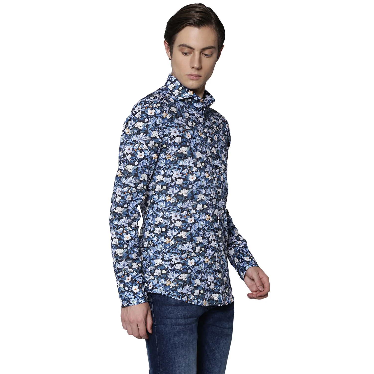 Bruun & Stengade Men Blue Printed Collar Shirt - Image 3