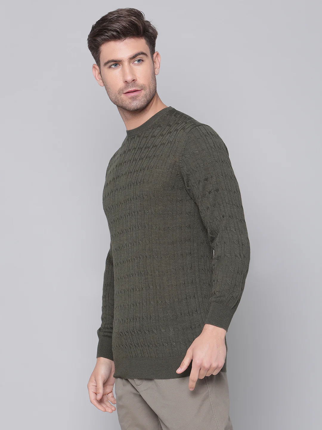 Bruun & Stengade Men Green Solid Round Neck Sweater - Image 2
