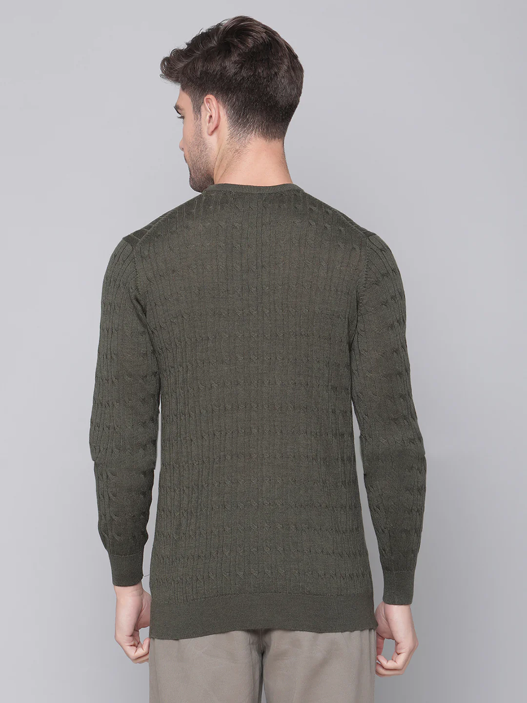 Bruun & Stengade Men Green Solid Round Neck Sweater - Image 4