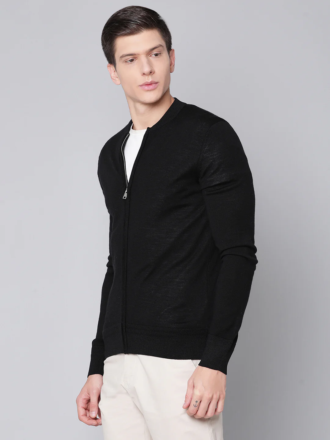 Bruun & Stengade Men Black Solid Round Neck Sweater - Image 2