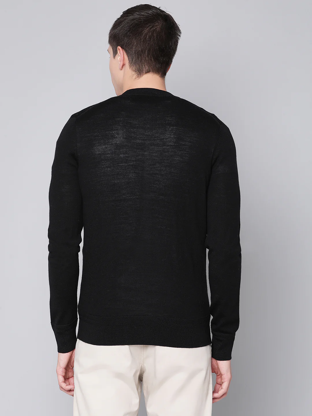 Bruun & Stengade Men Black Solid Round Neck Sweater - Image 4