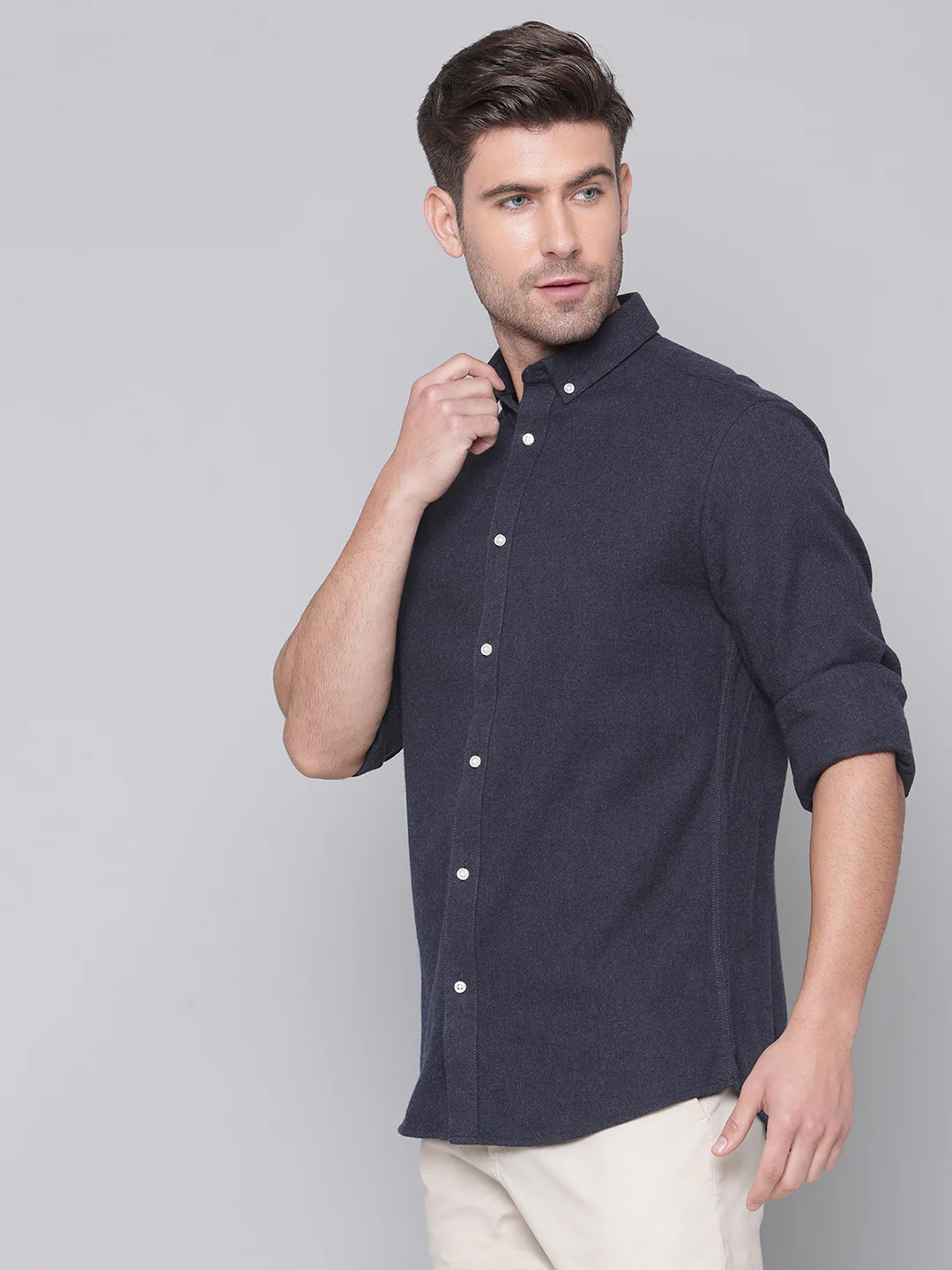 Bruun & Stengade Men Grey Solid Collar Shirt - Image 2