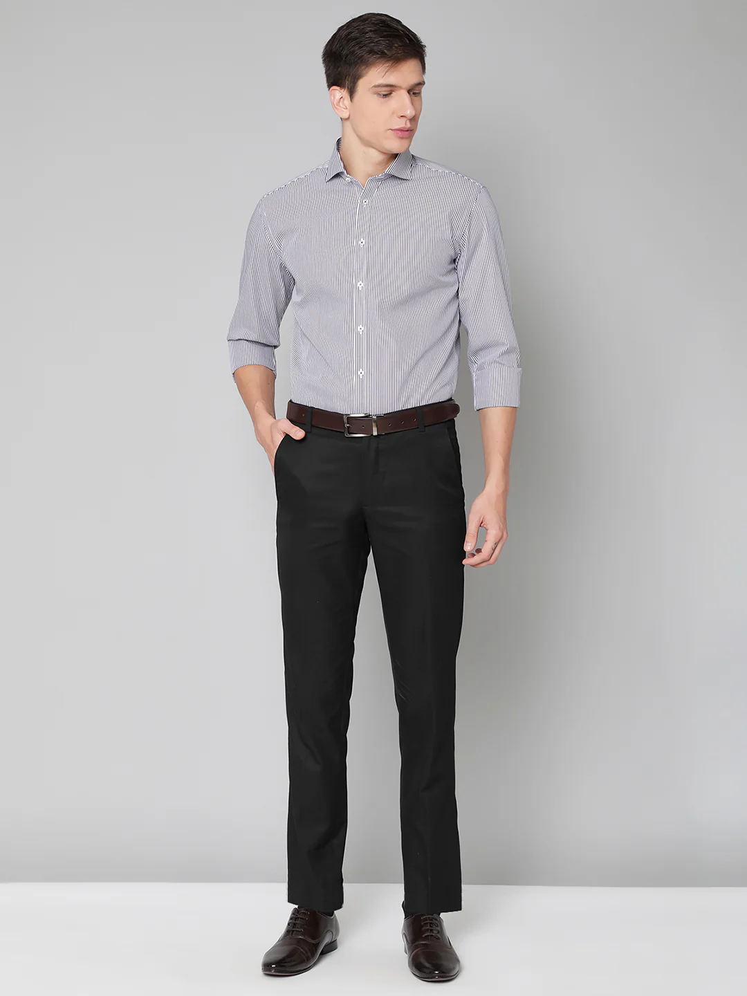 Bruun & Stengade Men Purple Striped Cutaway Collar Shirt - Image 5