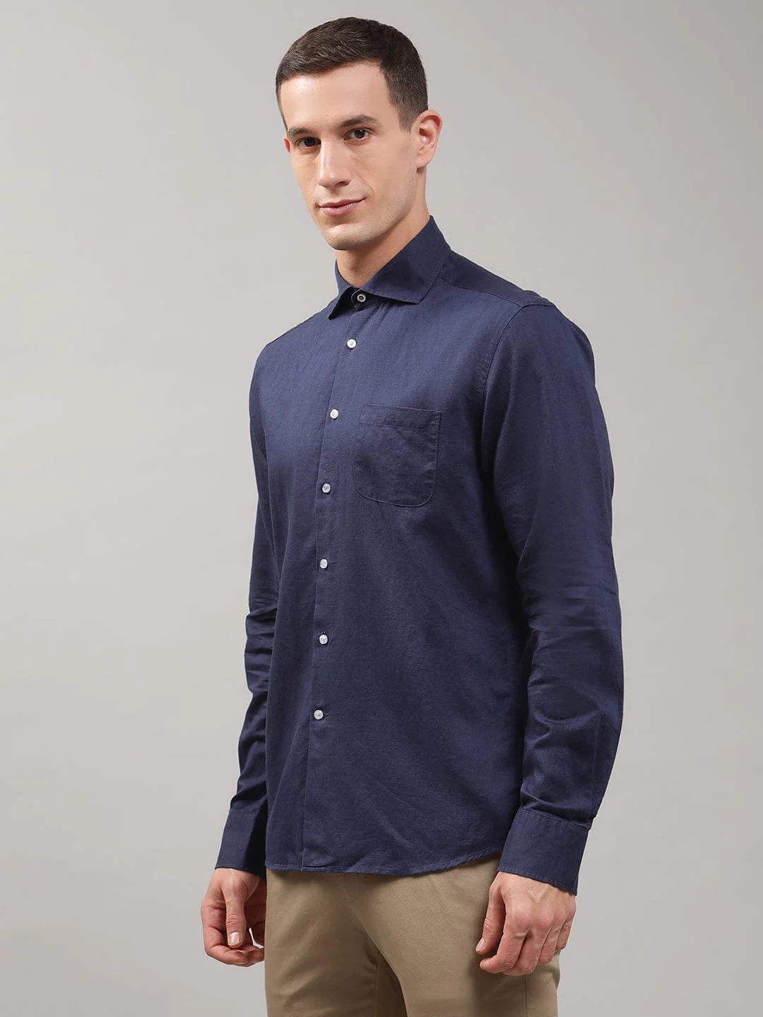 Bruun & Stengade Men Solid Cutaway Collar Shirt - Image 3