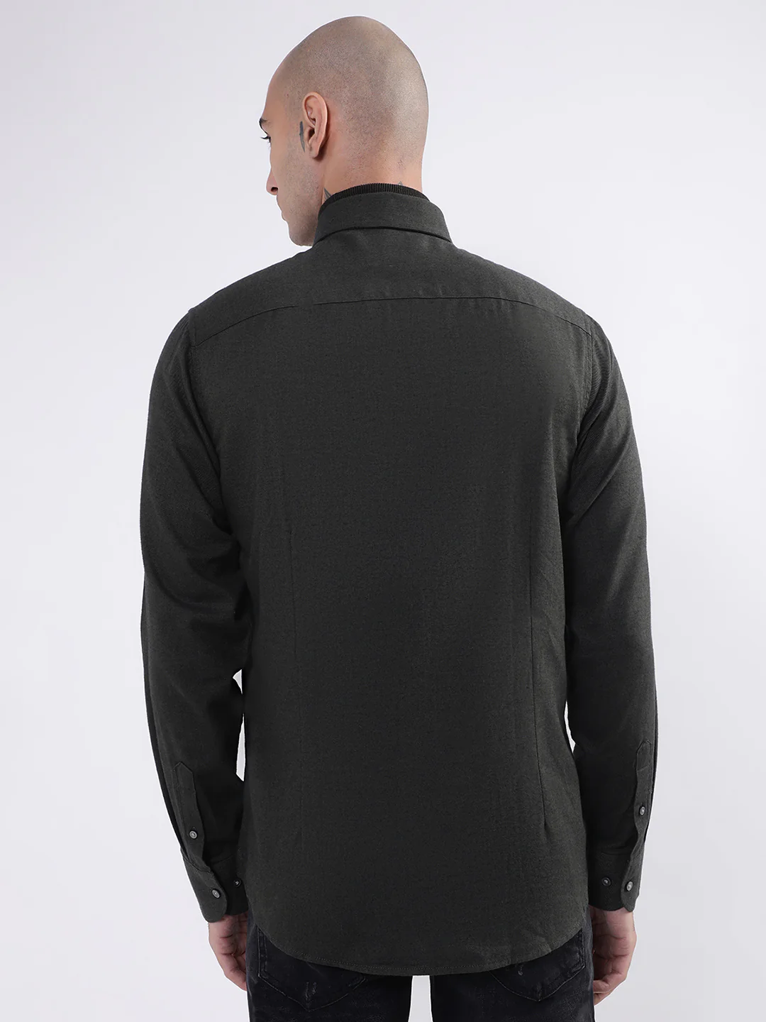 Bruun & Stengade Mens Dark Green Solid Shirt - Image 2