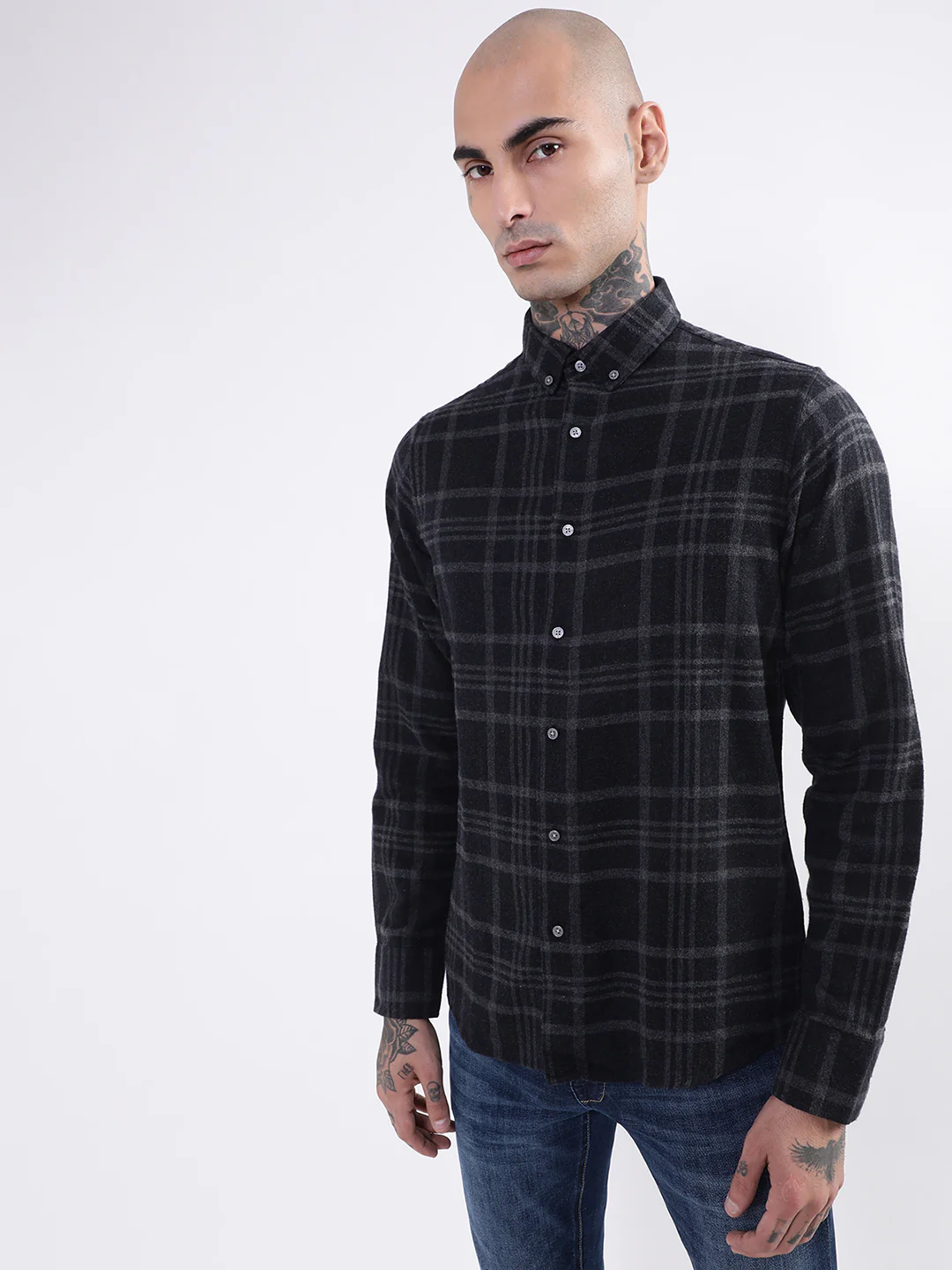 Bruun & Stengade Mens Black Checkered Shirt - Image 3