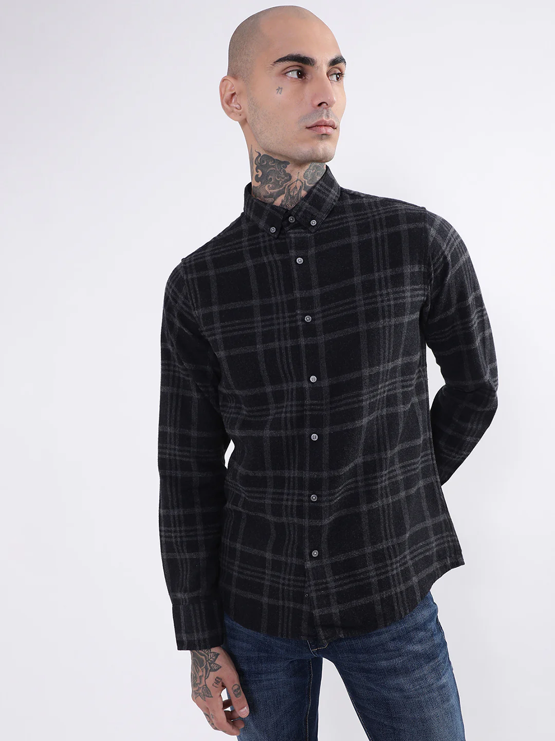 Bruun & Stengade Mens Black Checkered Shirt - Image 4