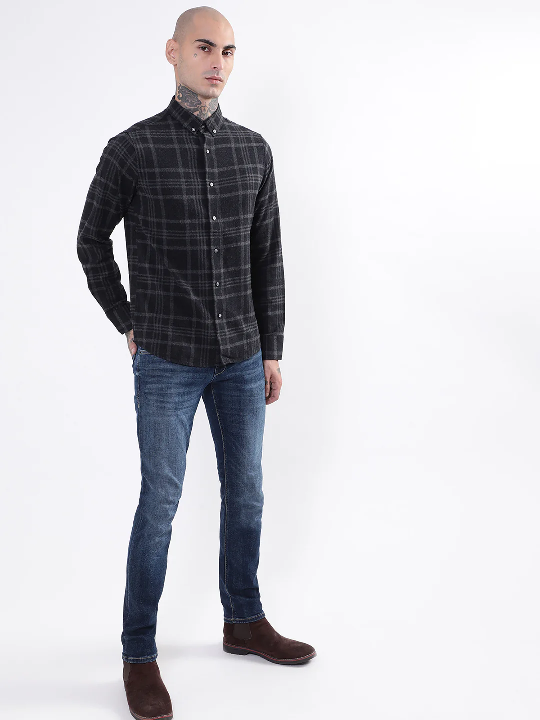 Bruun & Stengade Mens Black Checkered Shirt - Image 5
