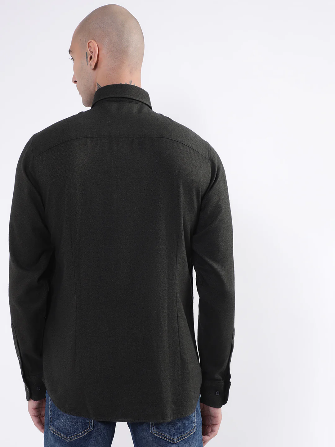 Bruun & Stengade Mens Dark Green Solid Shirt - Image 2