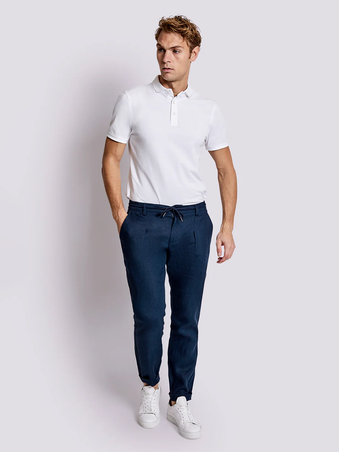 Bruun & Stengade Men Navy Blue Solid Slim Fit Trouser - Image 2