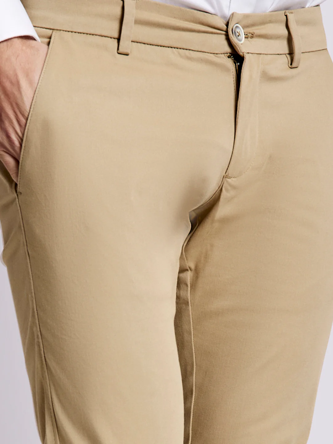 Bruun & Stengade Men Beige Solid Slim Fit Trouser - Image 4