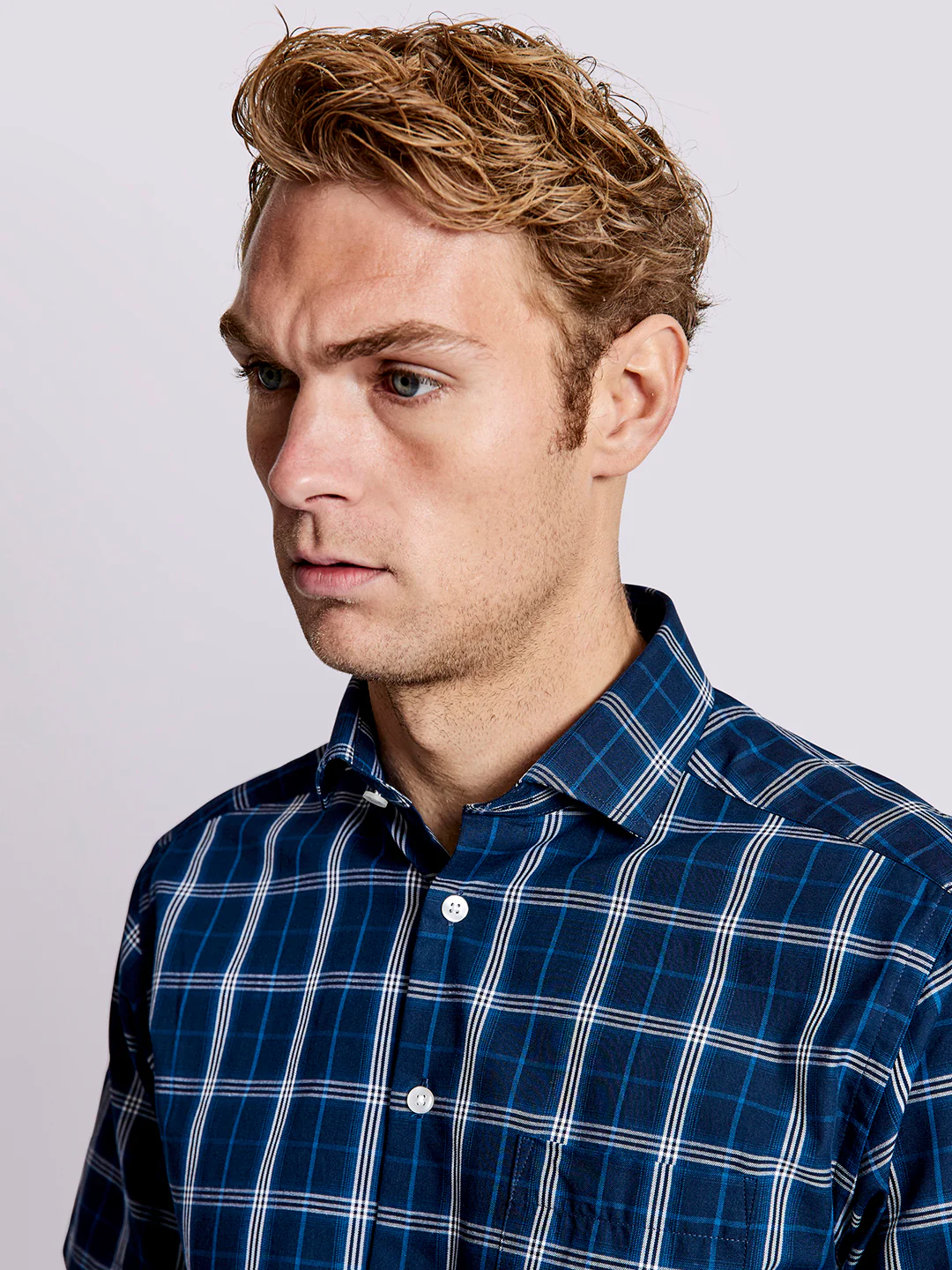 Bruun & Stengade Men Navy Blue Checked Collar Shirt - Image 4