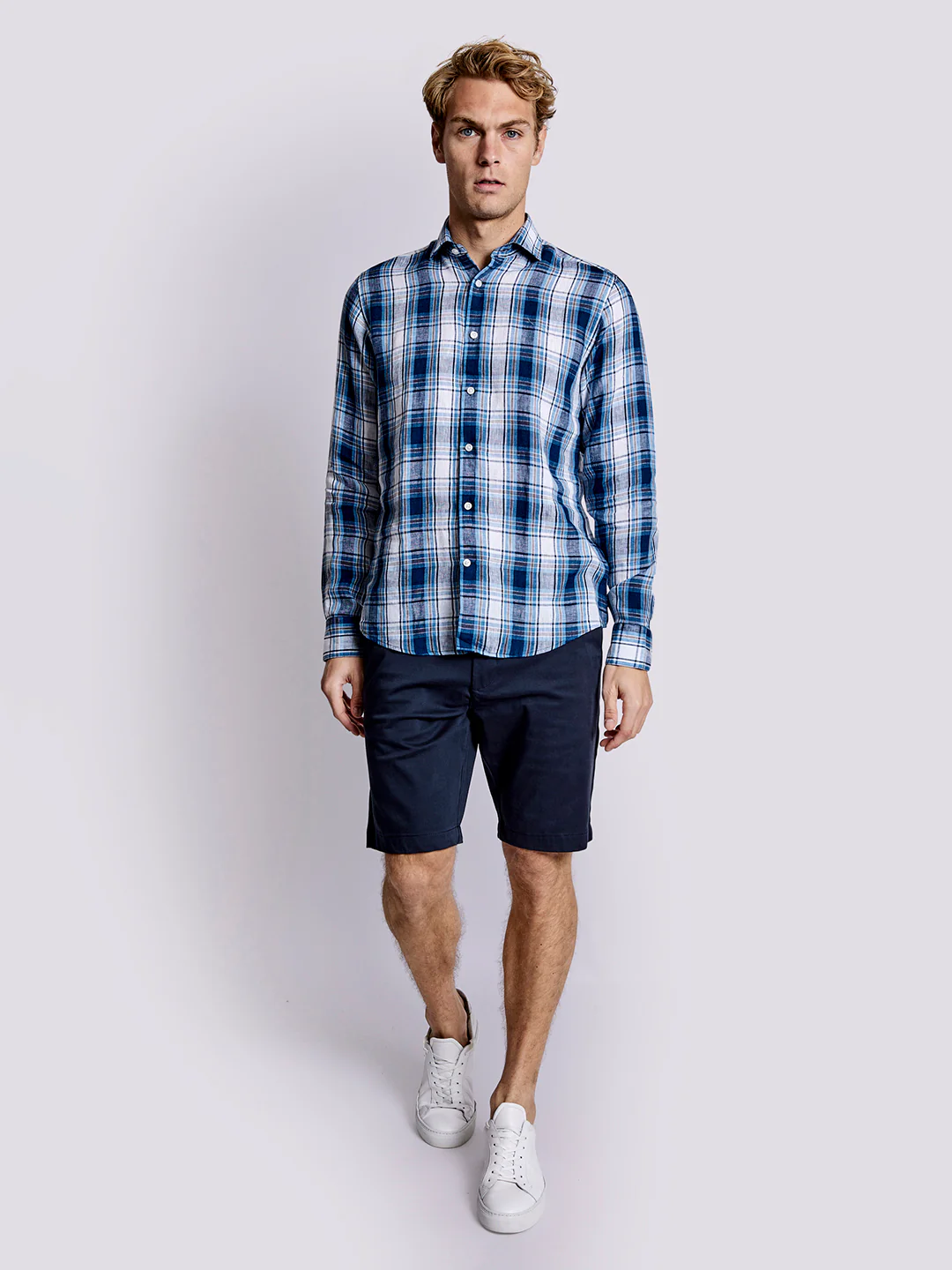 Bruun & Stengade Men Blue Checked Collar Shirt - Image 2