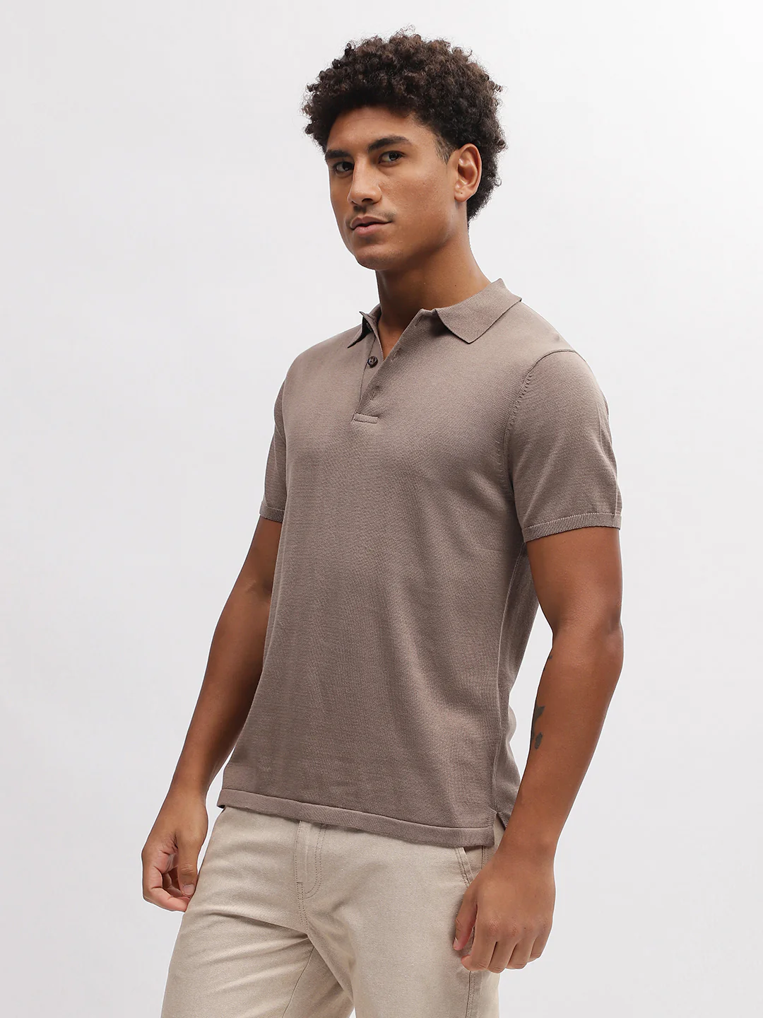 Bruun & Stengade Men Brown Solid Polo Collar Short Sleeves Tshirt - Image 3