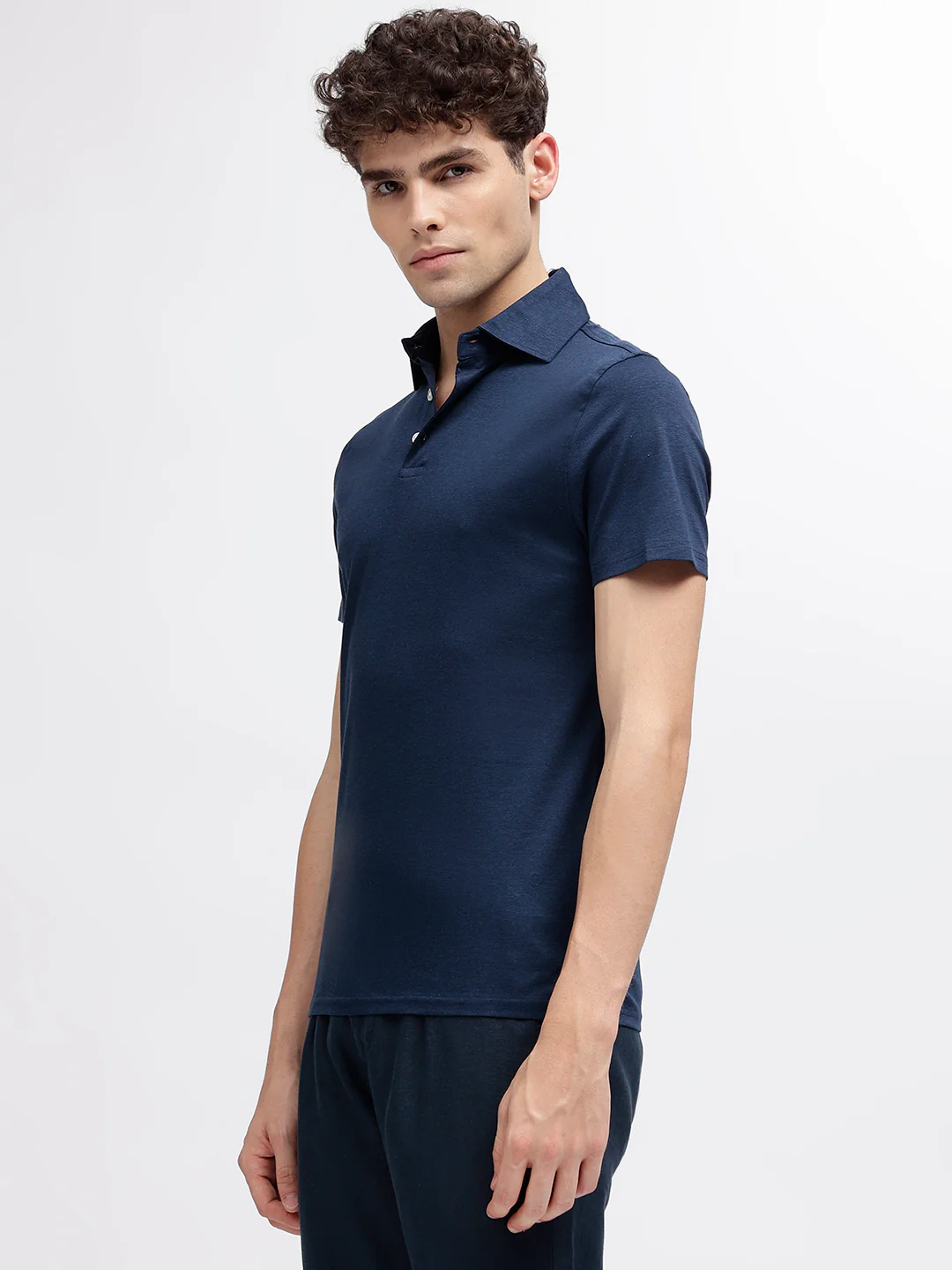 Bruun & Stengade Men Navy Blue Solid Polo Collar Short Sleeves Tshirt - Image 2
