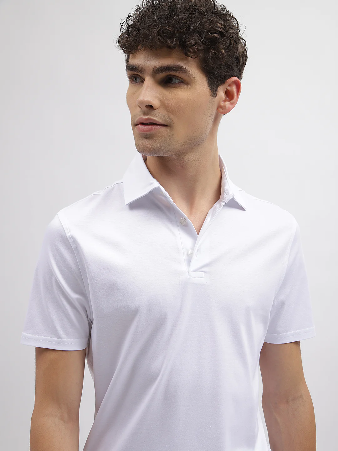 Bruun & Stengade Men White Solid Polo Collar Short Sleeves Tshirt - Image 5
