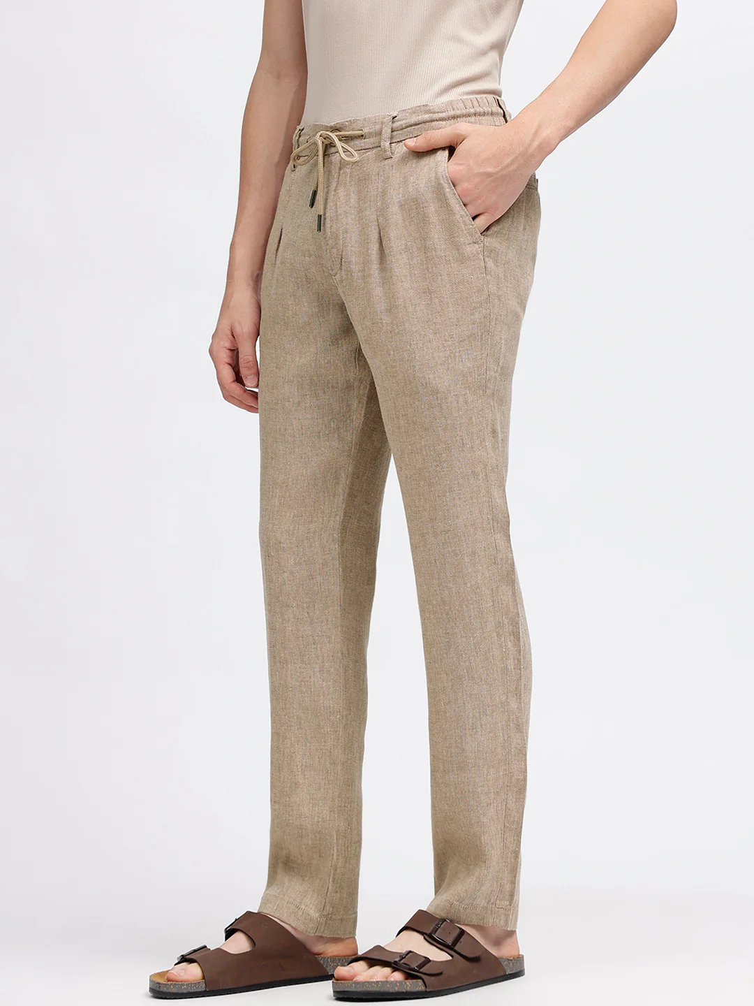 Bruun & Stengade Men Brown Solid Slim Fit Trouser - Image 2