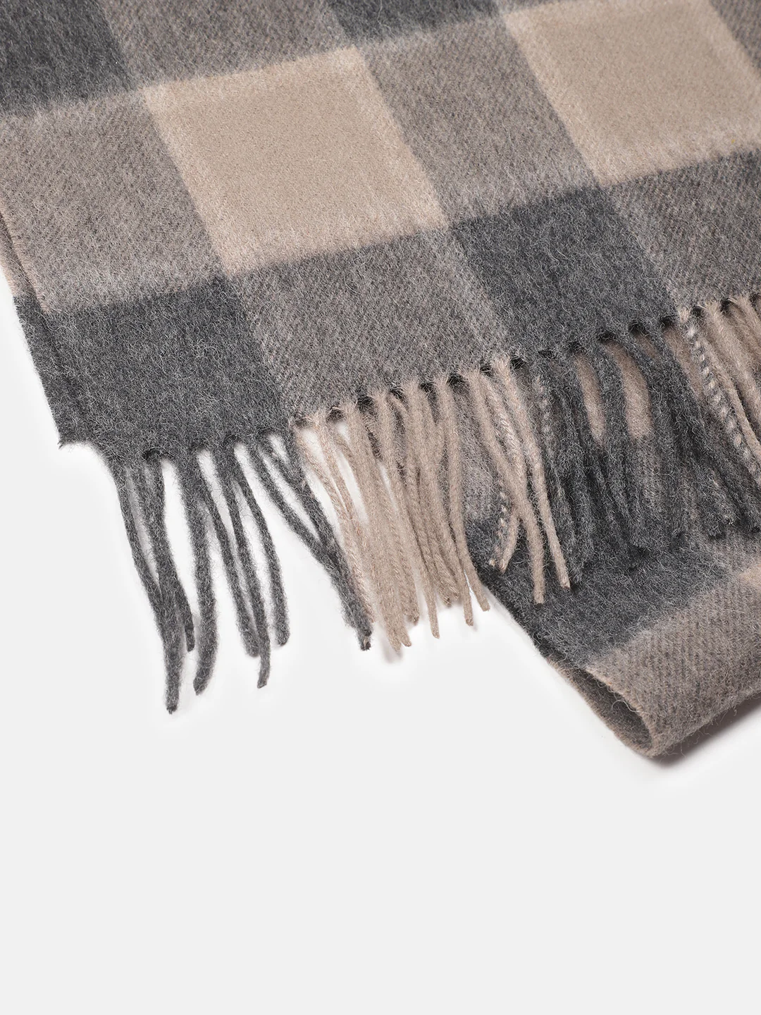 Bruun & Stengade Men Brown Checked Fringed Muffler - Image 3