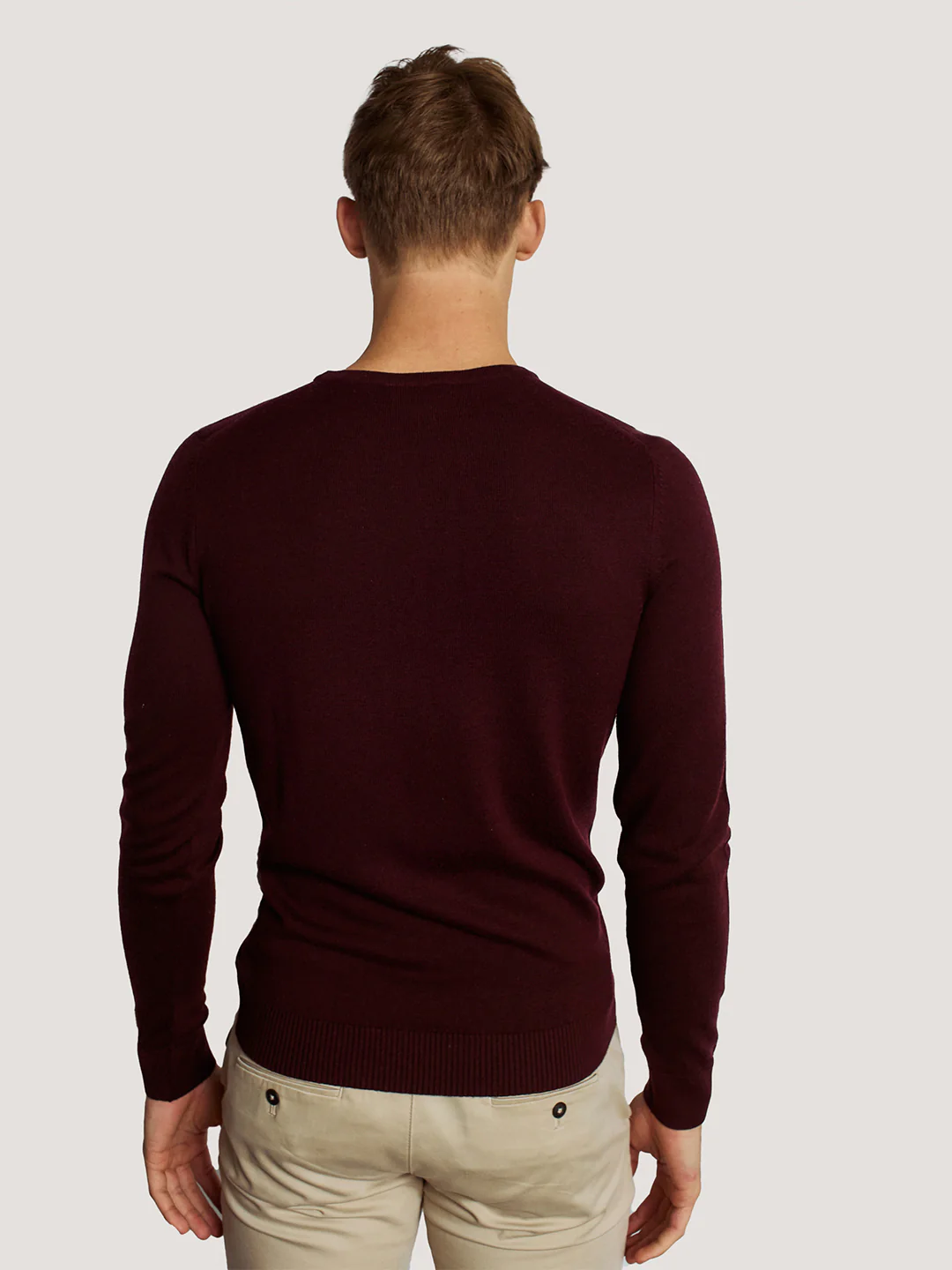 Bruun & Stengade Men Maroon Solid Round Neck Full Sleeves Pullover Style Sweater - Image 4