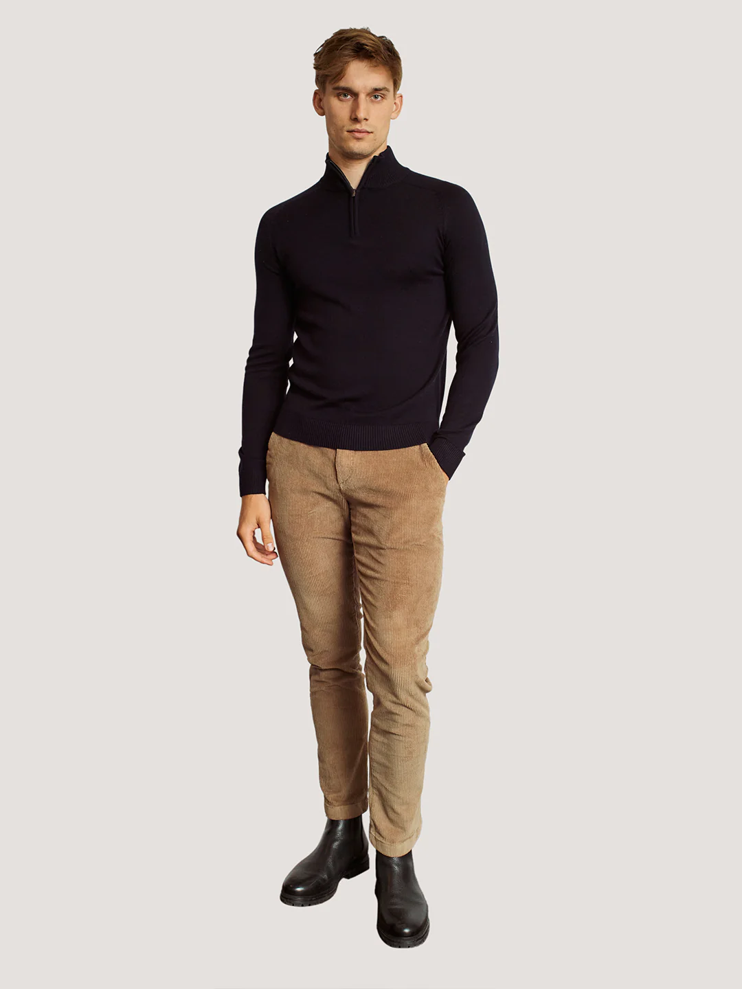 Bruun & Stengade Men Navy Blue Solid High Neck Full Sleeves Pullover Style Sweater - Image 2