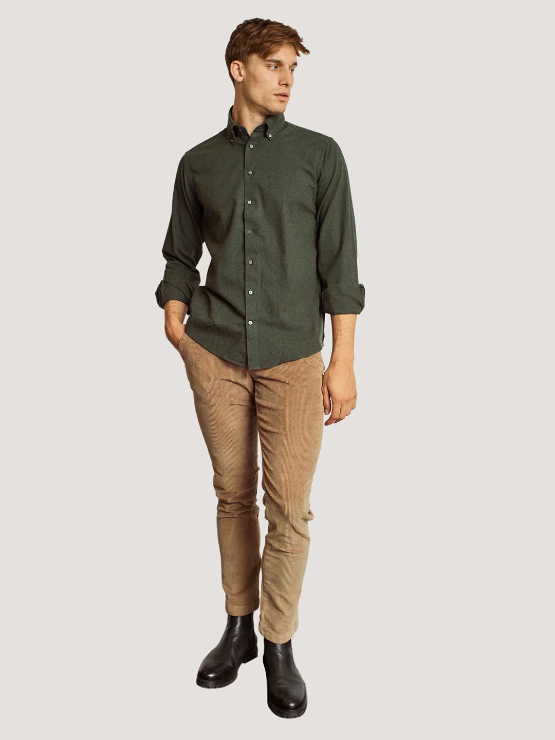 Bruun & Stengade Men Green Solid Button-Down Collar Full Sleeves Shirt - Image 2