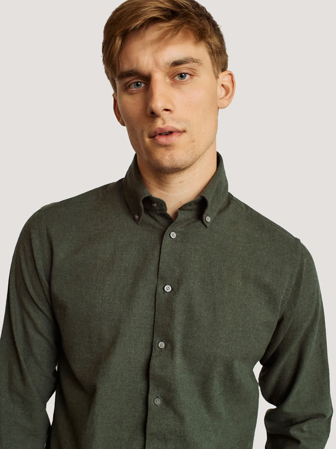 Bruun & Stengade Men Green Solid Button-Down Collar Full Sleeves Shirt - Image 3