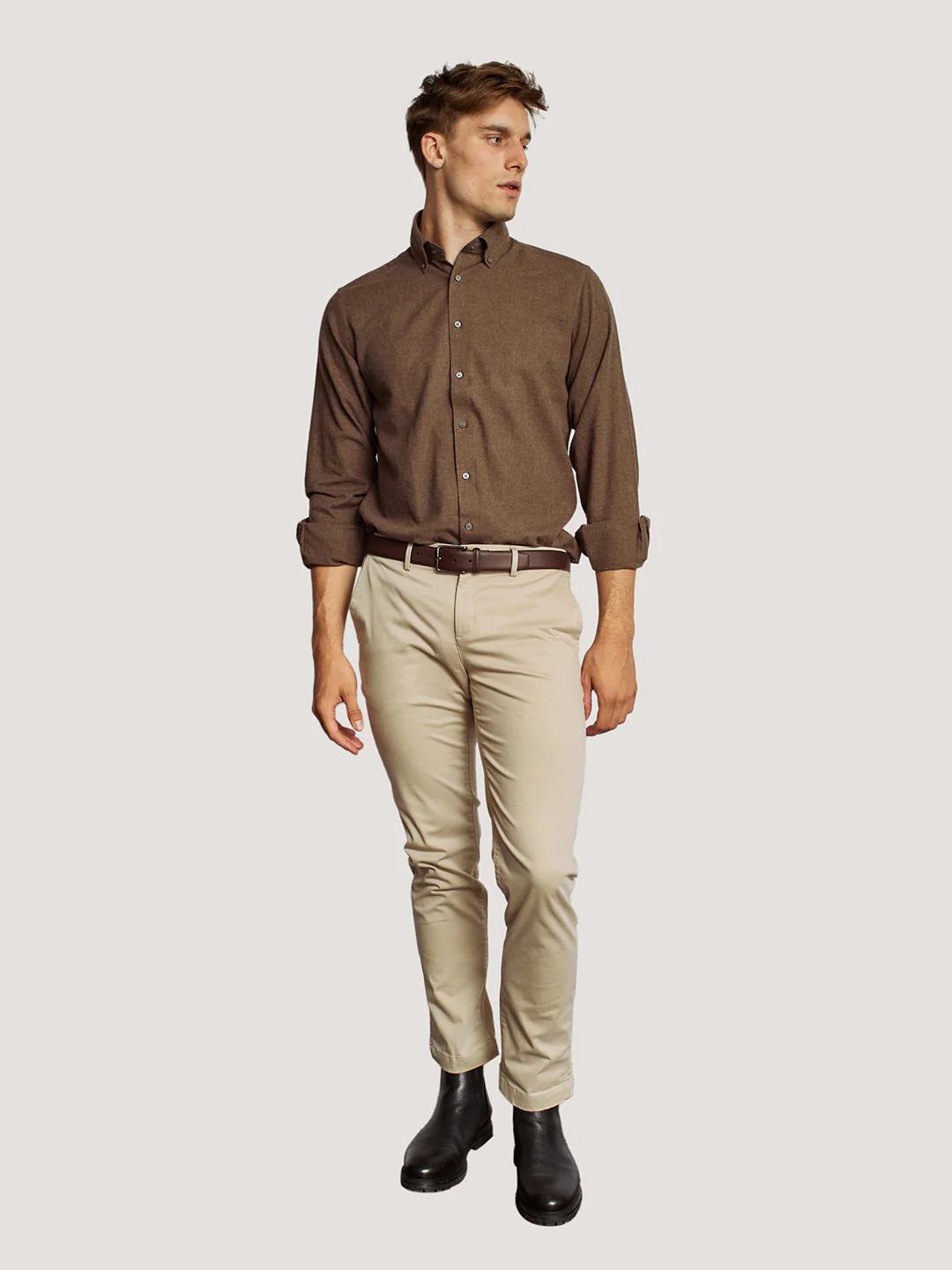 Bruun & Stengade Men Brown Solid Button-Down Collar Full Sleeves Shirt - Image 2