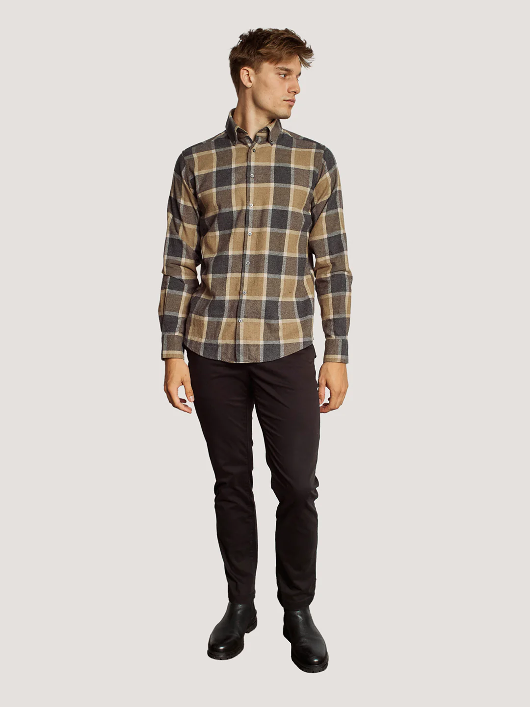 Bruun & Stengade Men Brown Checked Button-Down Collar Full Sleeves Shirt - Image 2