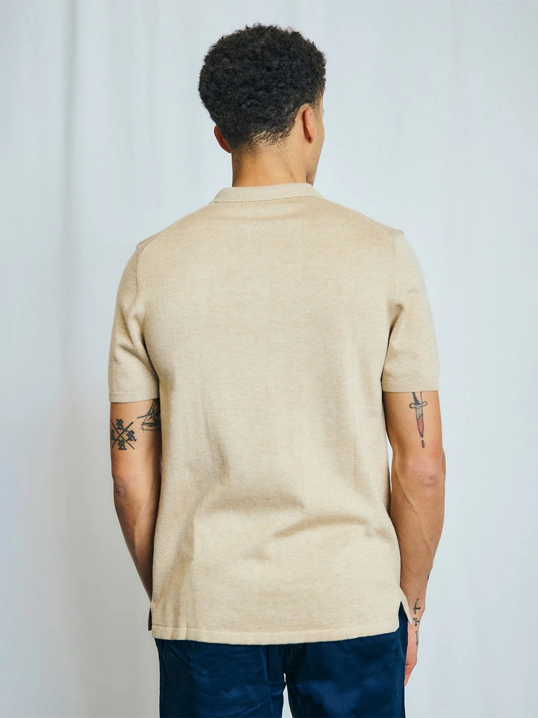 Bruun & Stengade Men Beige Solid Polo Tshirt - Image 3