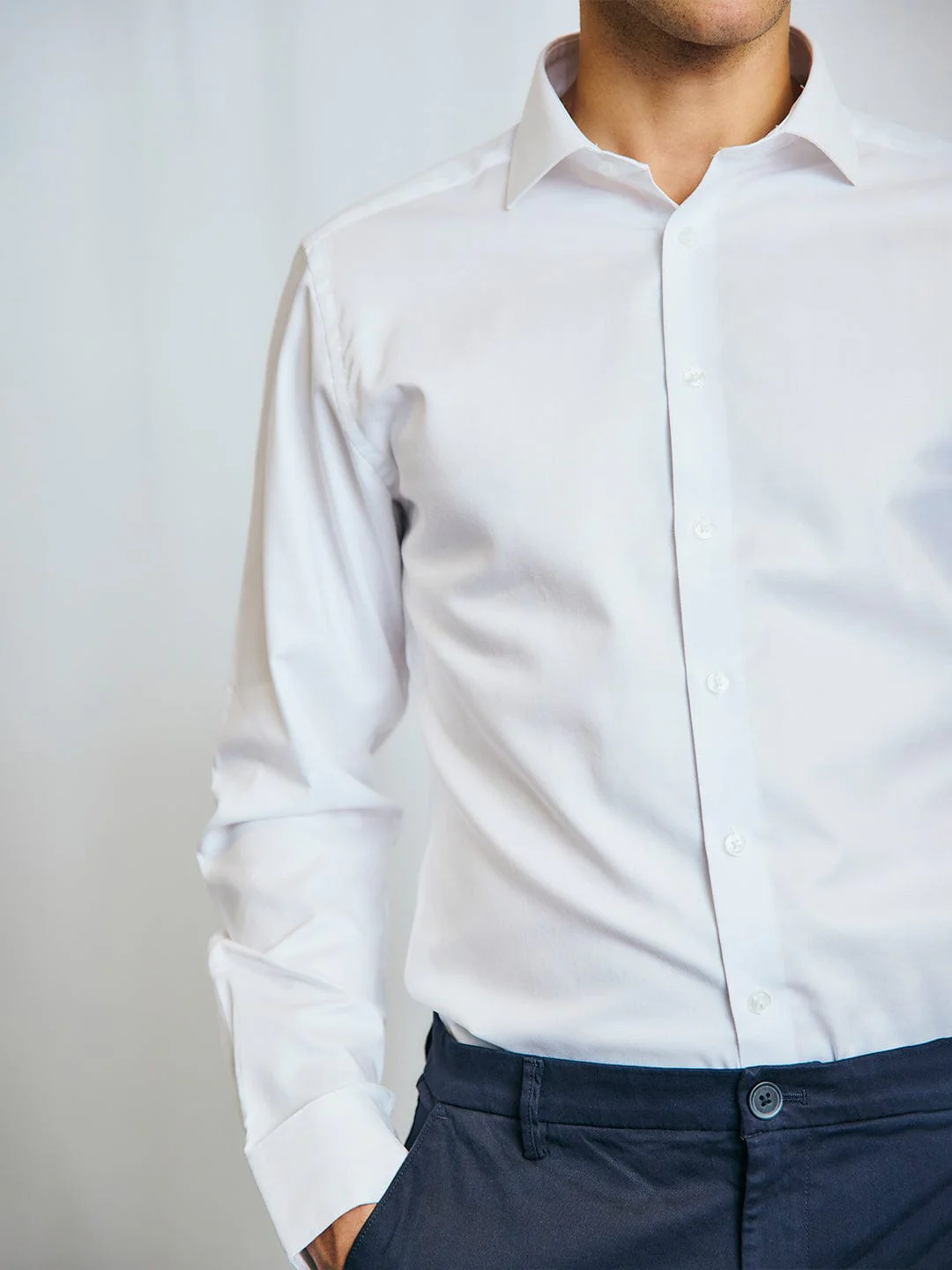 Bruun & Stengade Men White Solid Collar Shirt - Image 4