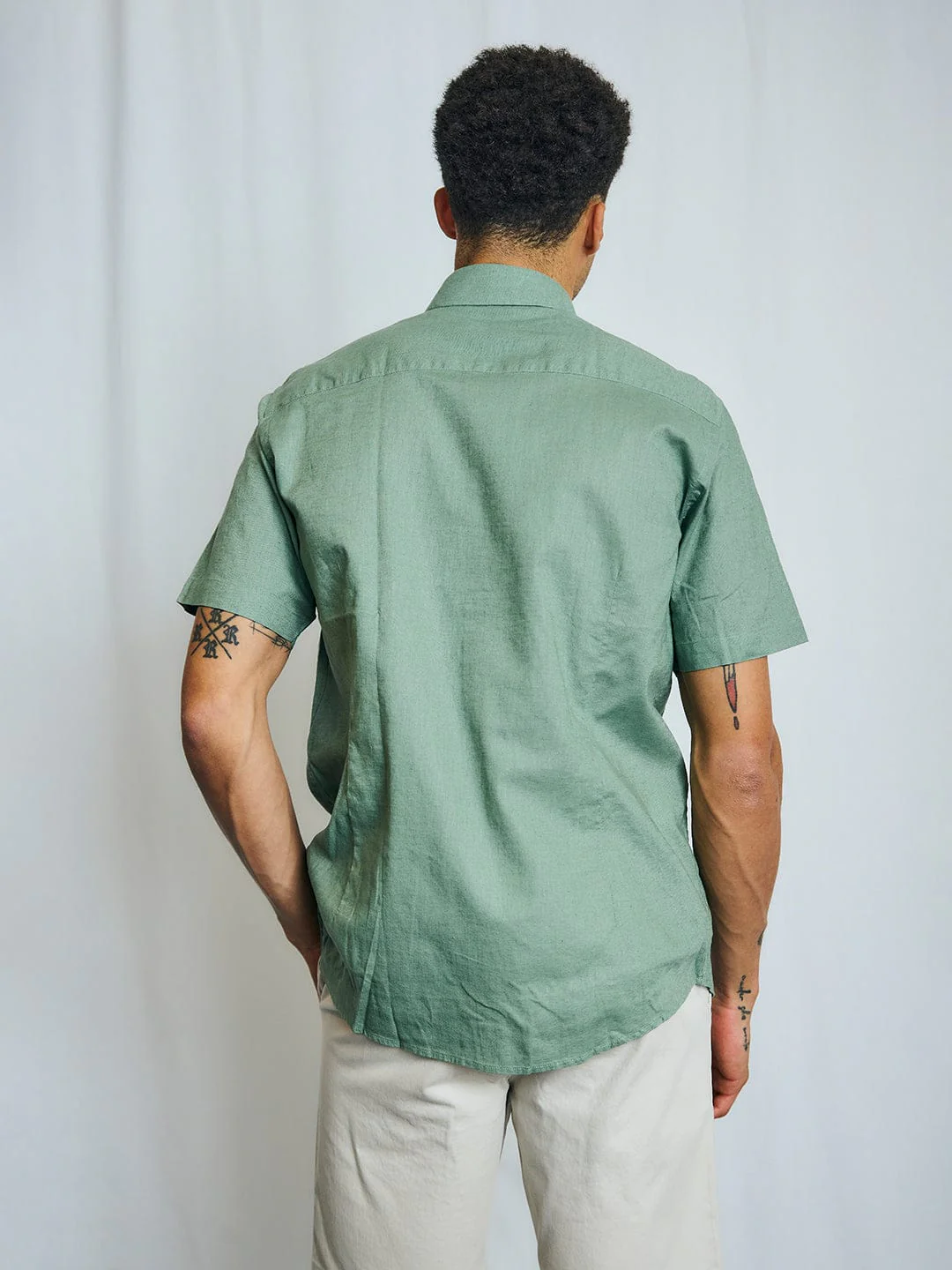 Bruun & Stengade Men Green Solid Collar Shirt - Image 3