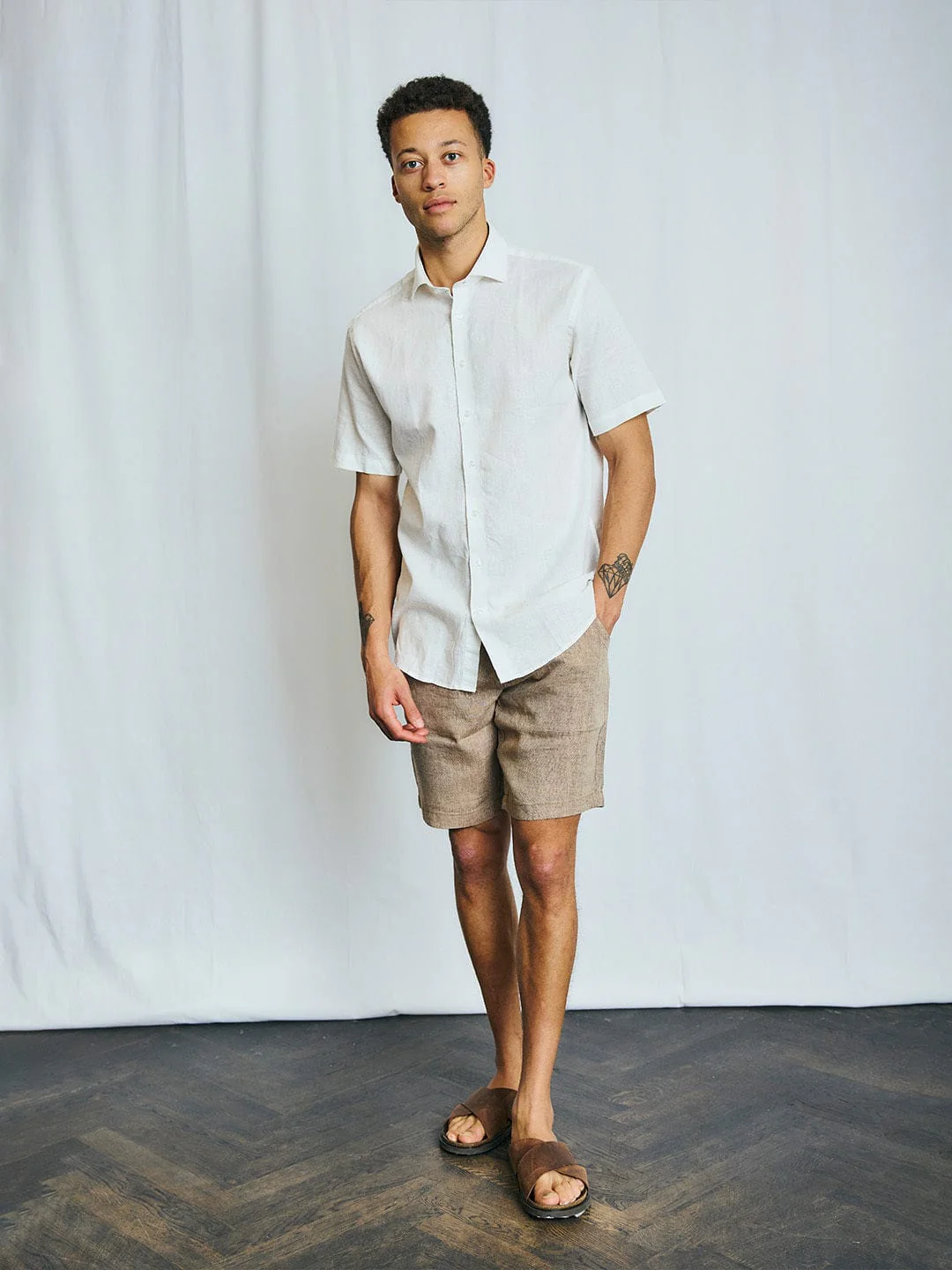 Bruun & Stengade Men White Solid Collar Shirt - Image 2