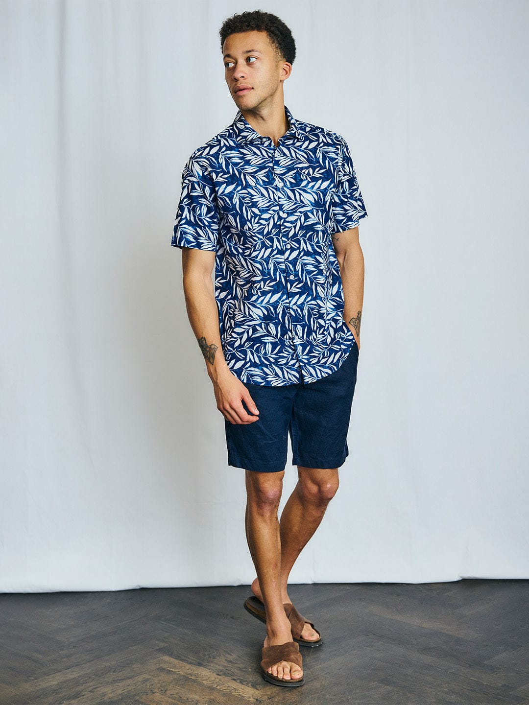 Bruun & Stengade Men Navy Printed Collar Shirt - Image 2