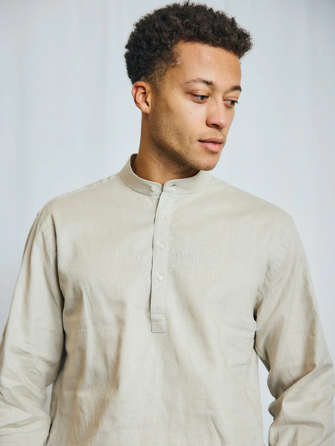 Bruun & Stengade Men Beige Solid Collar Shirt - Image 4