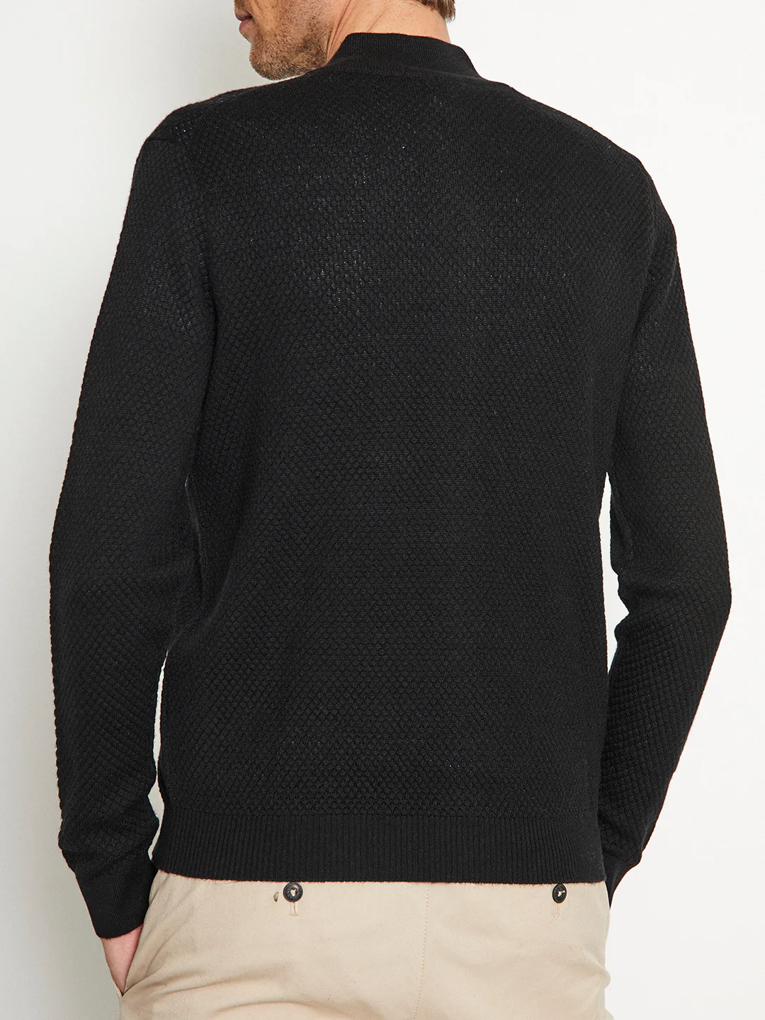 Bruun & Stengade Men Black Solid Mandarin Collar Sweater - Image 2