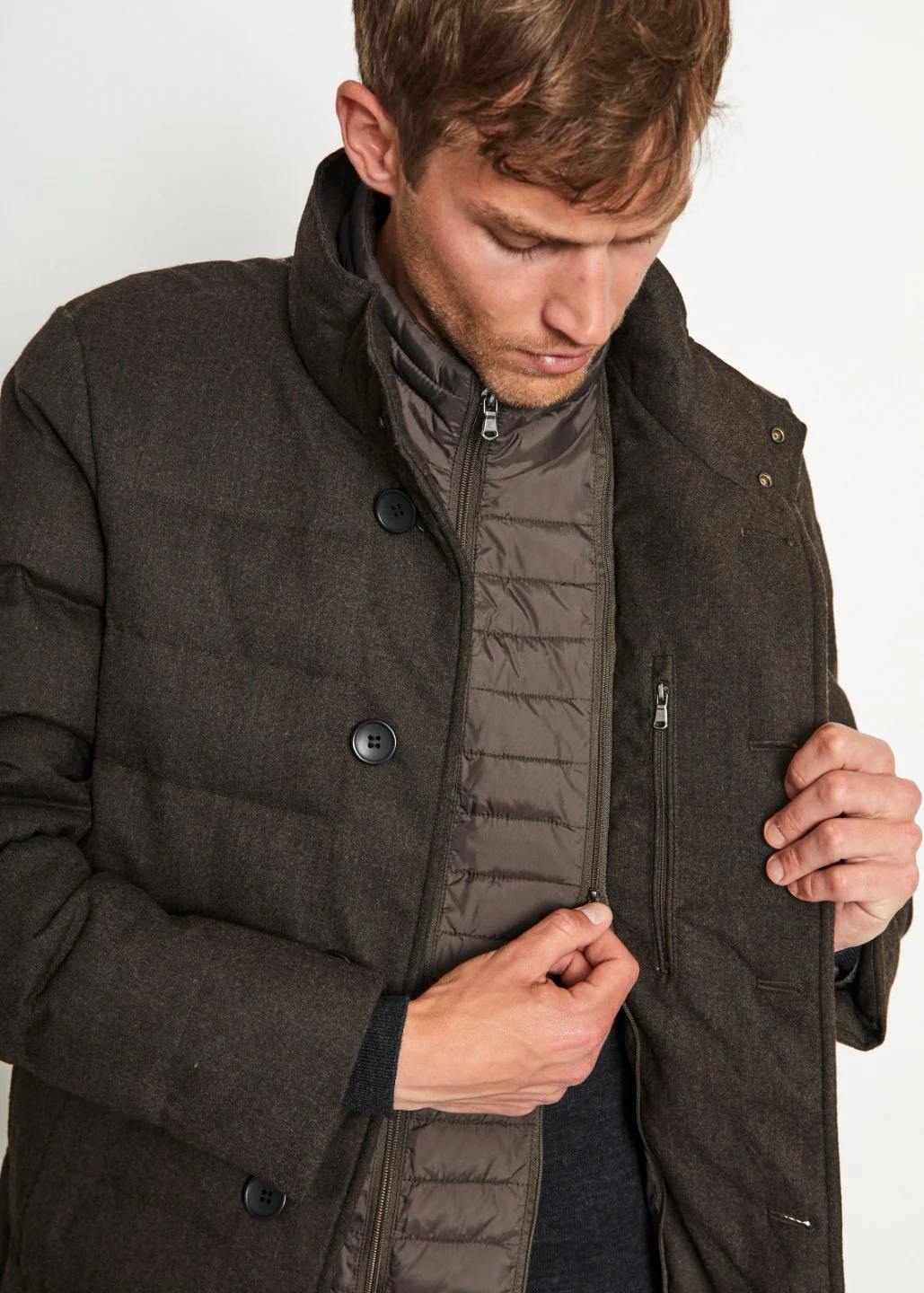 Bruun & Stengade Men Solid Stand Collar Full Sleeves Overcoat - Image 5