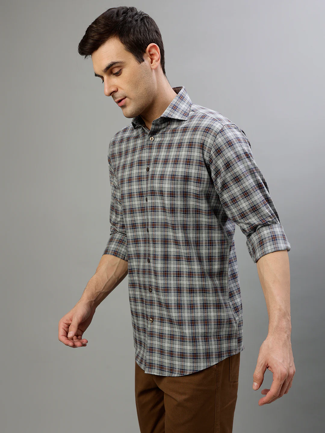 Bruun & Stengade Brown Fashion Checked Regular Fit Shirt - Image 3