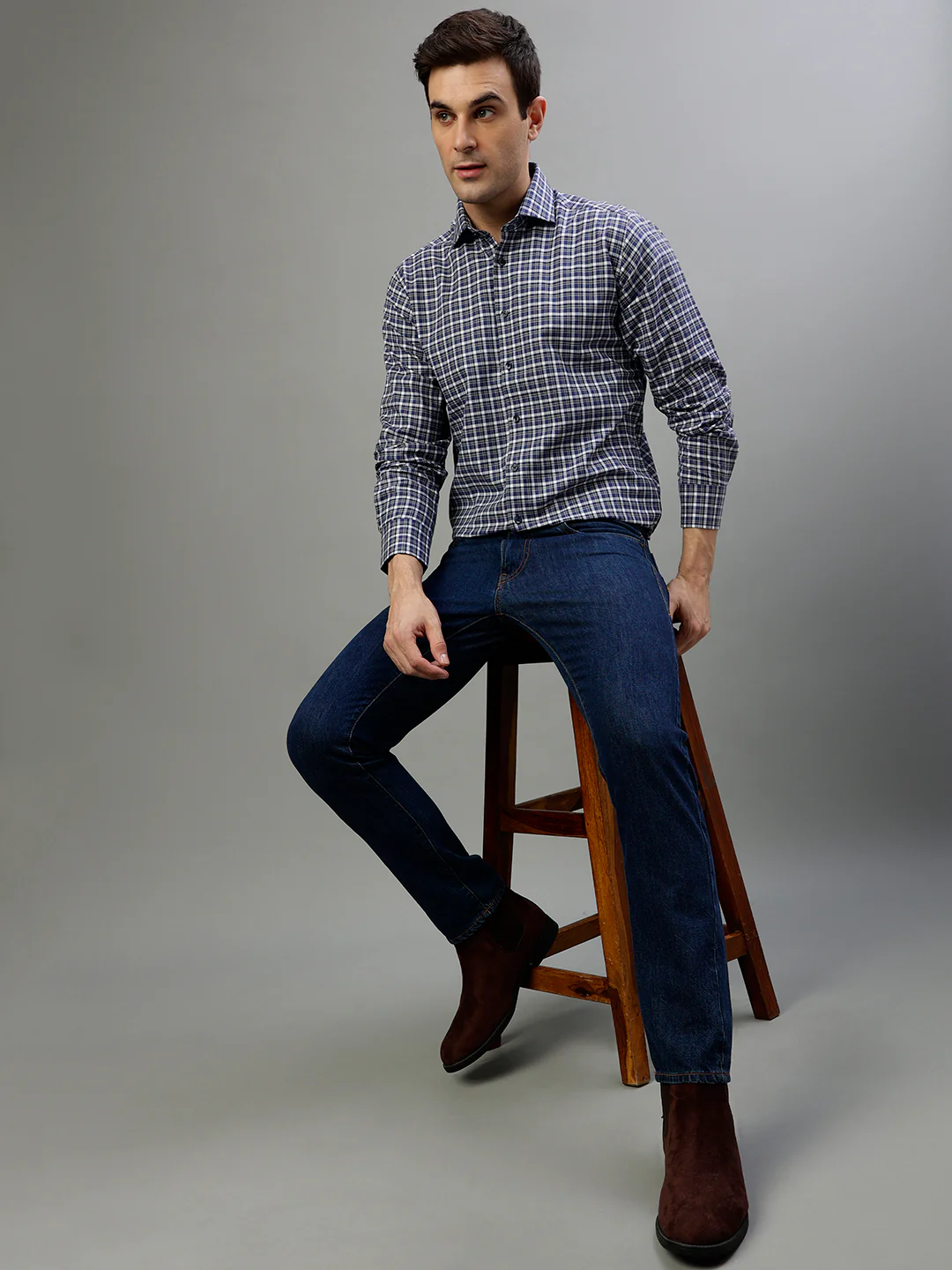 Bruun & Stengade Blue Fashion Checked Regular Fit Shirt - Image 5