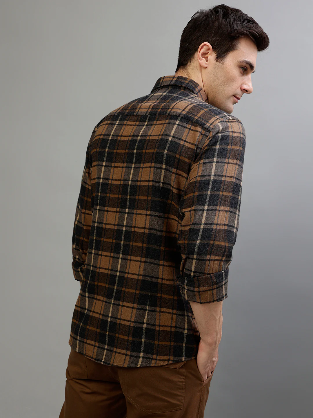 Bruun & Stengade Brown Fashion Checked Regular Fit Shirt - Image 4