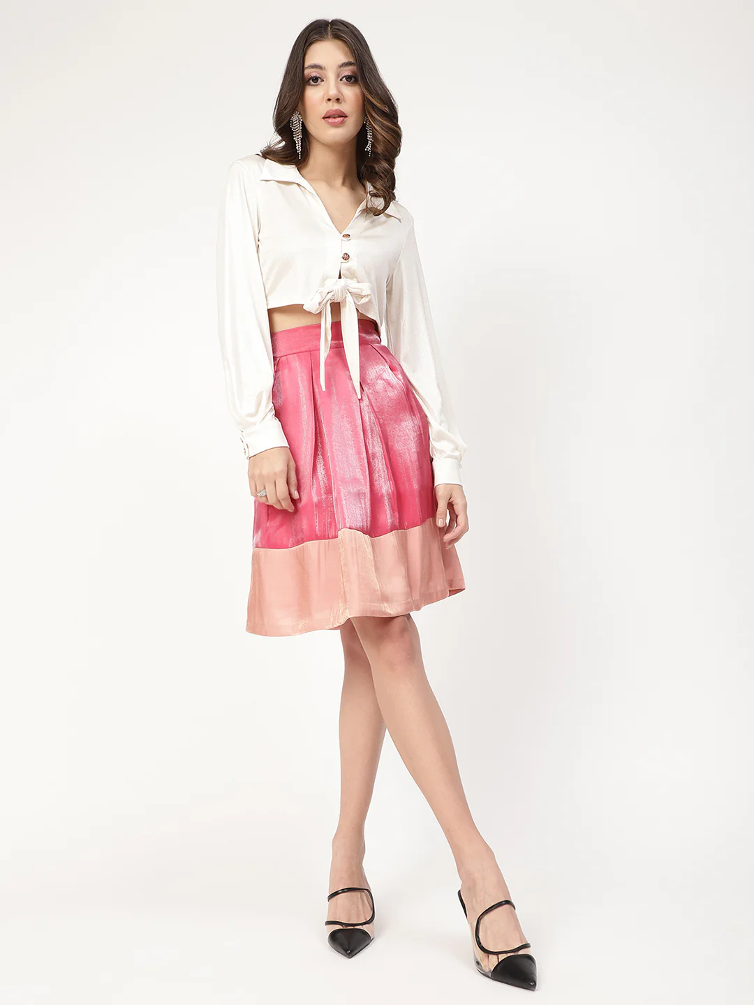 Centre Stage Women Pink Solid Loose Fit Skirt - Image 4