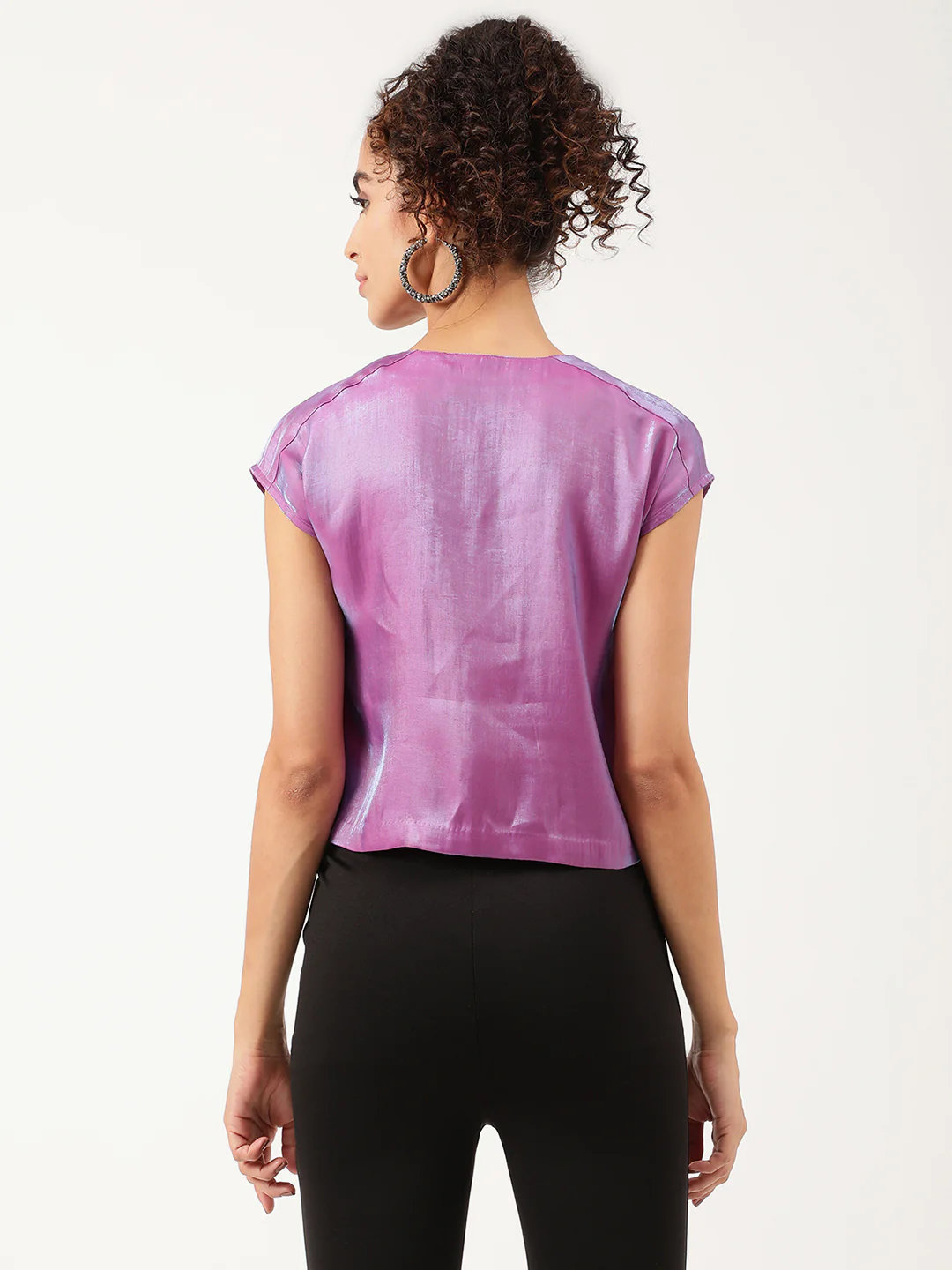 Centre Stage Women Magenta Solid Round Neck Top - Image 2
