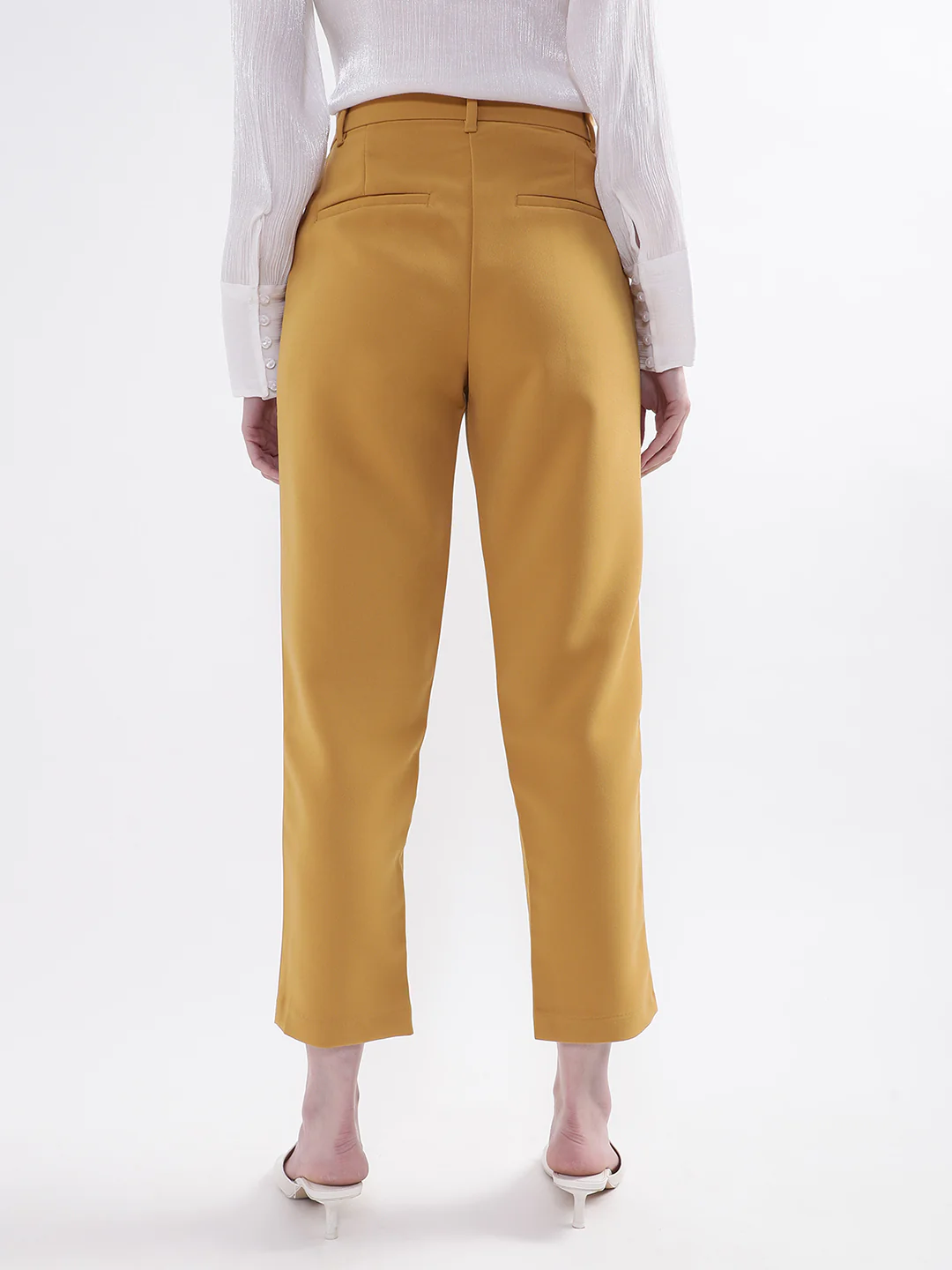 Centre Stage Women Mustard Solid Regular Fit Trouser - Image 3