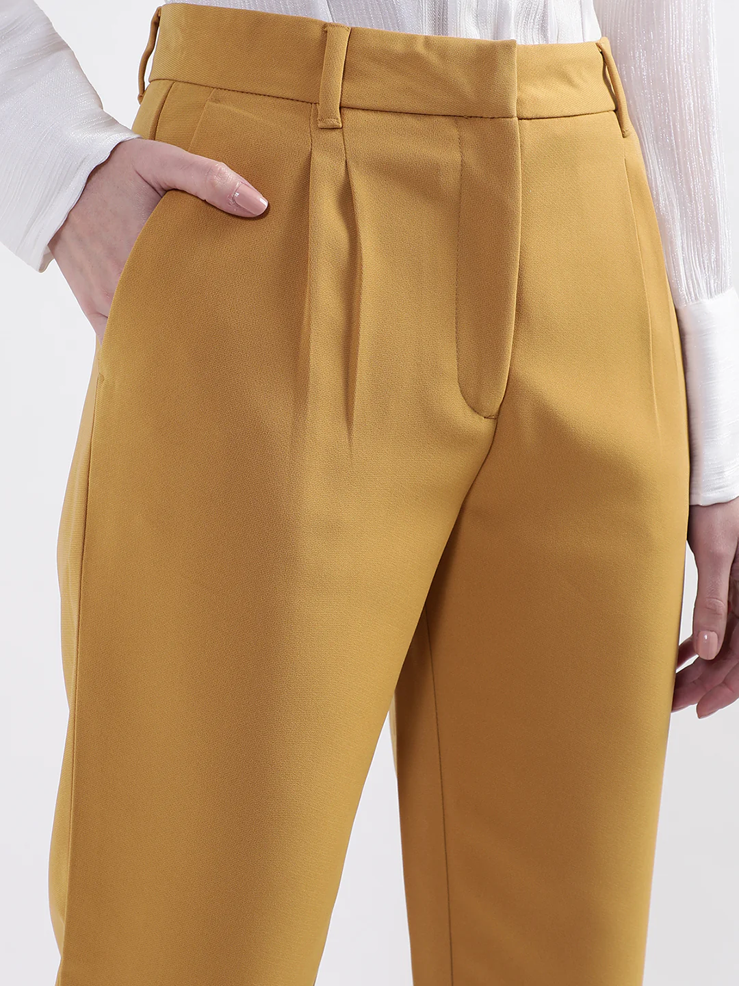 Centre Stage Women Mustard Solid Regular Fit Trouser - Image 5