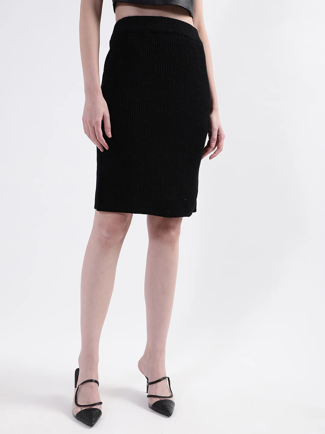 Centre Stage Women Black Solid Regular Fit Skirt - Image 3