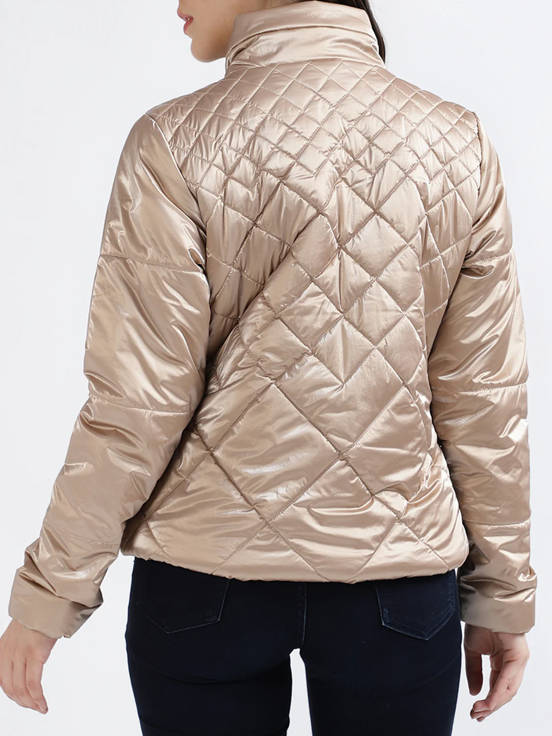 Centre Stage Women Solid Stand Collar Full Sleeves Jacket - Image 3