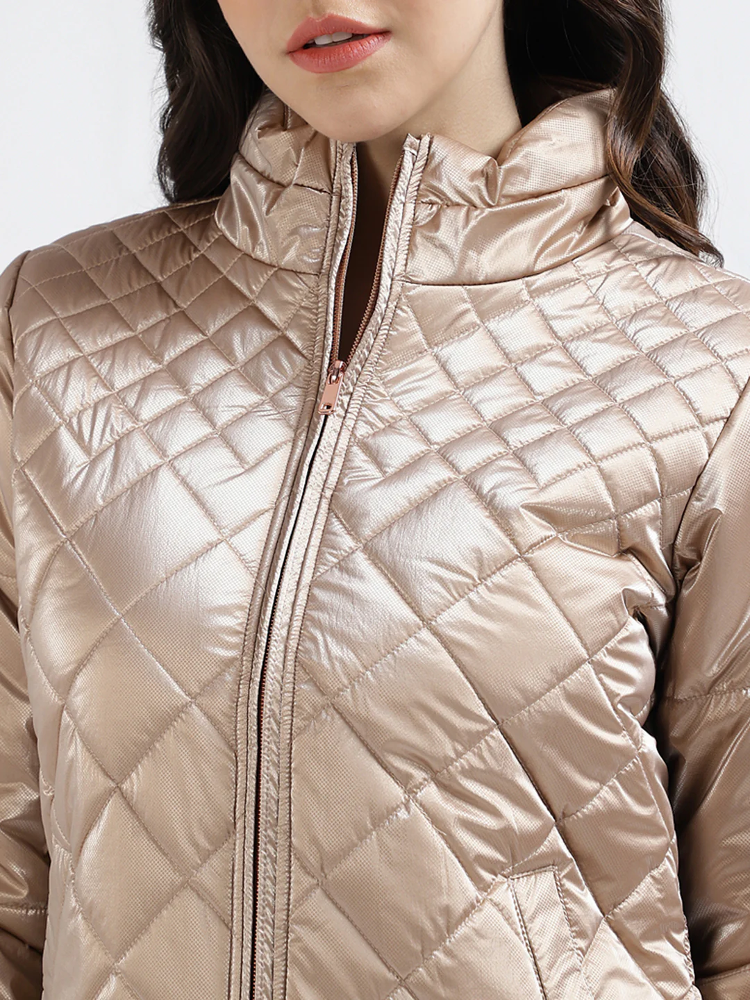 Centre Stage Women Solid Stand Collar Full Sleeves Jacket - Image 5